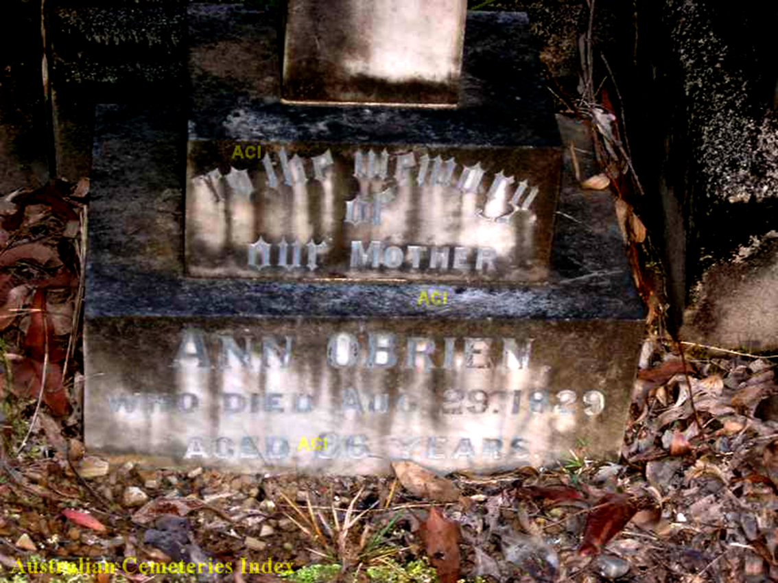 Photo of headstones/Ann O'Brien d1929 hdstn Wauchope Crossroads cem